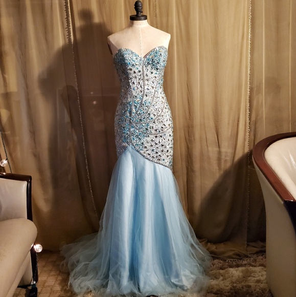 Terani Couture Dresses & Skirts - Terani Couture - Blue Rhinestone Mermaid Gown